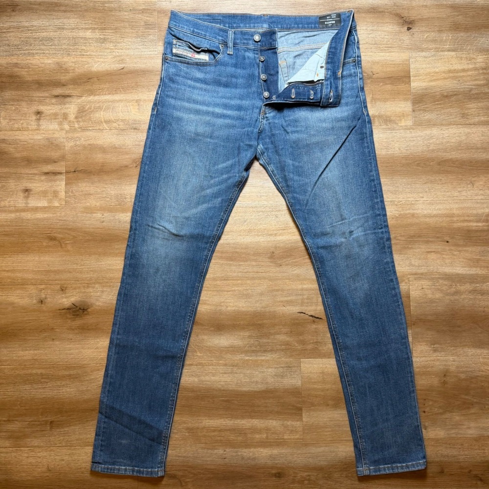 Diesel D-Luster Jeans Mens 32x32 Blue Slim Fit Button Fly Stretch Denim 0GDAN